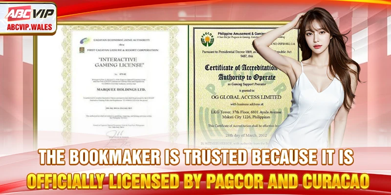 The bookmaker is trusted because it is officially licensed by PAGCOR and Curacao